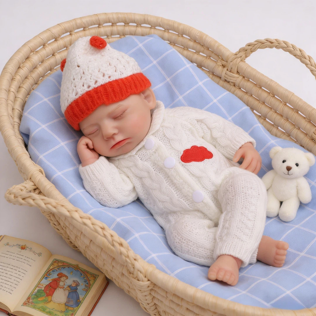 Bebê Reborn Silicone Solido Menina 30cm Olhos Fechados com boquinha ...