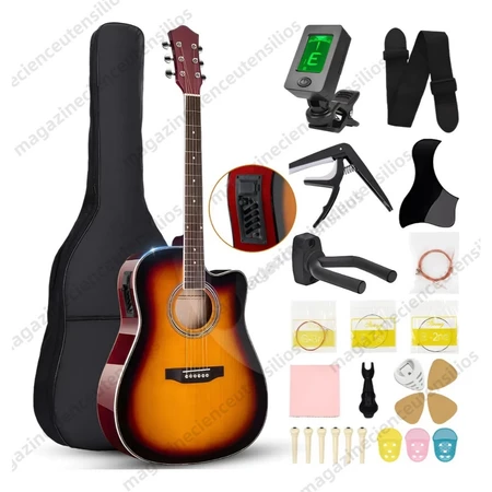 Kit Violão Eletroacústica P/iniciante Com Afinador+acessório