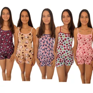Kit 10 Baby Doll Feminino Estampado Pijama Verão Leve Fresquinho em Oferta na Shopee