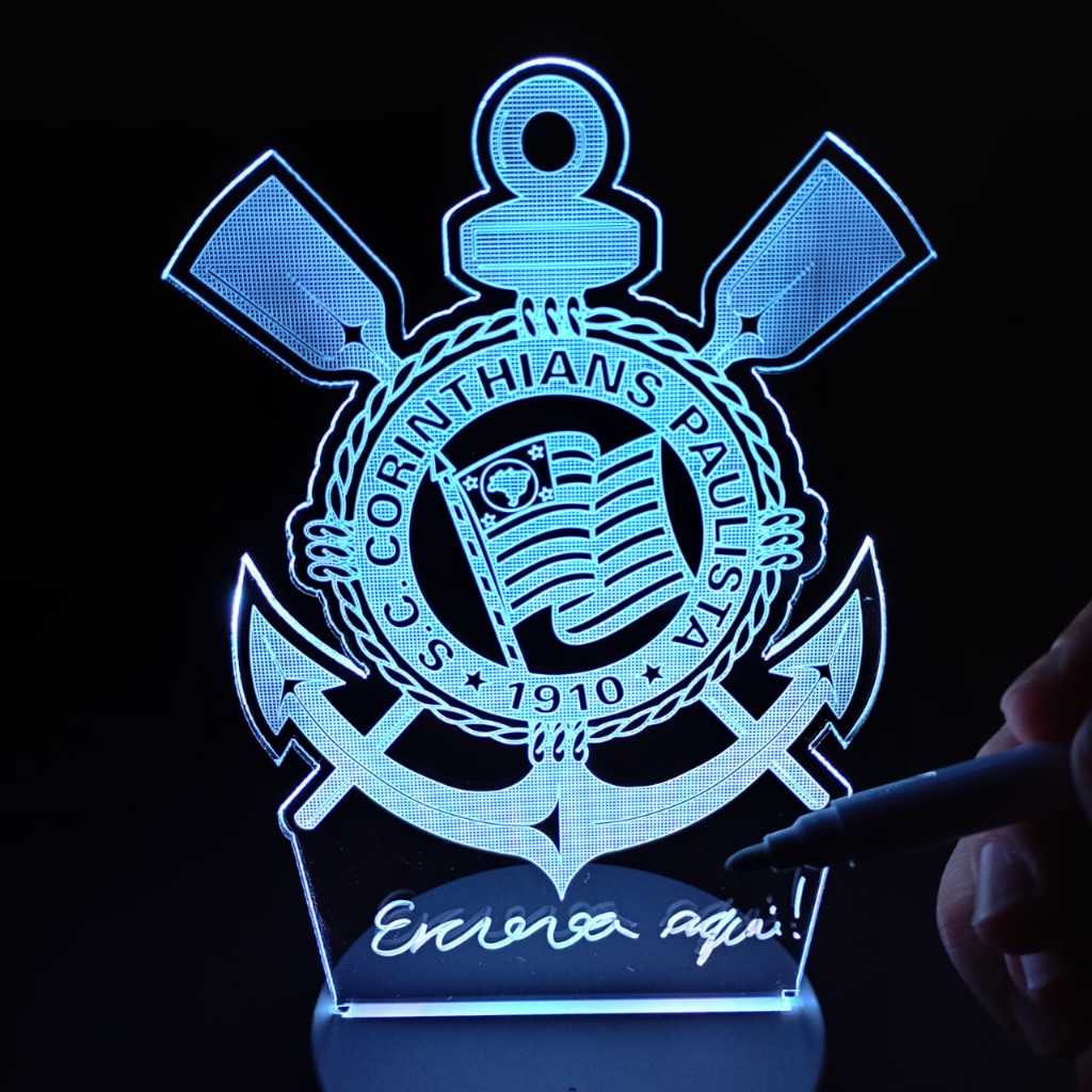 Abajur Luminária de escrever Time Corinthians Timão Futebol Giz ac0386 ...
