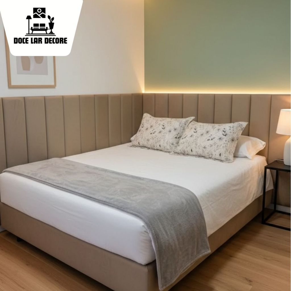 Kit com ate 10 Cabeceira Estofado em L Auto Colante Cama Super King Box Queen Decoração Quarto Cinza Preto Rosa