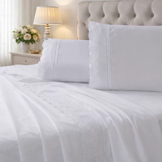 Jogo de Lençol Casal e King 400 Fios 4 Peças Bordado Inglês Roupa de Cama Aveludado em Oferta na Shopee