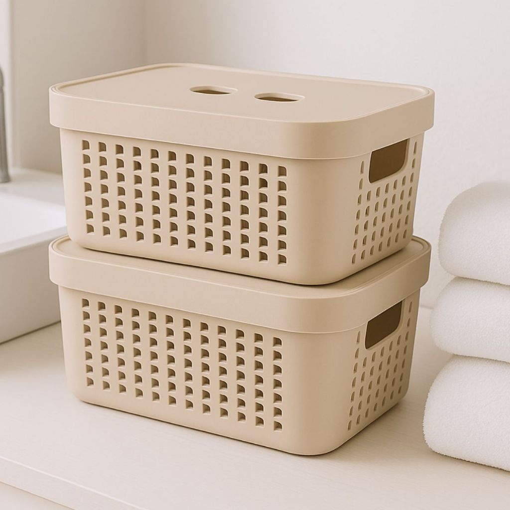 Cesto Organizador c/Tampa Rattan kit 2 ou 4 Gaveta Cozinha Escritório Armário Multiuso 19x14cm 2L | Shopee Brasil