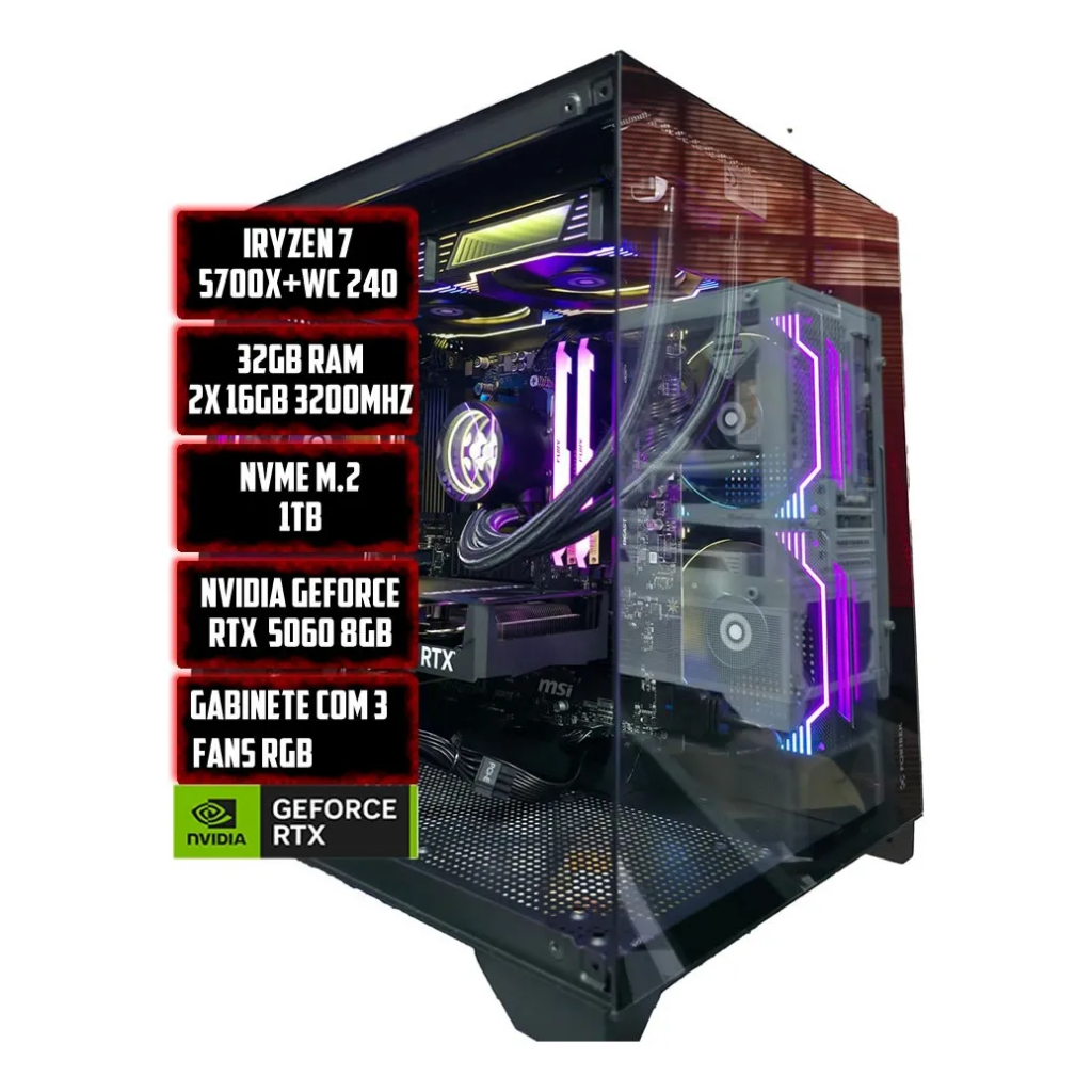 PC GAMER ZYN RYZEN 7 5700X, 32GB RAM DDR4, NVME 1TB, NVIDIA RTX