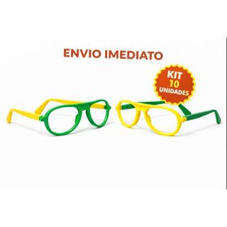 Oculos Torcida Brasil Copa Kit 10 Unidades Verde Amarelo Festa em Oferta na Shopee