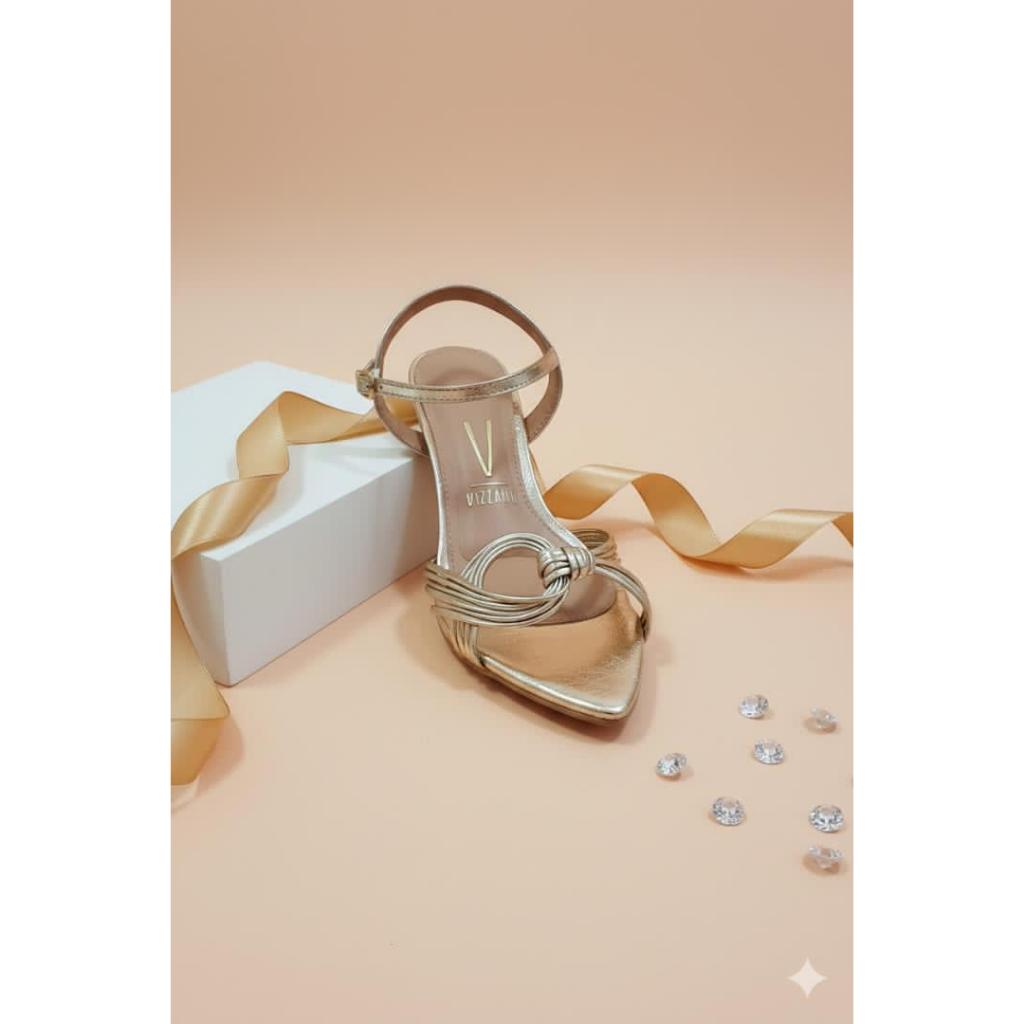 Sandália de Tiras Feminina Metalizada Vizzano - 6576203 | Shopee