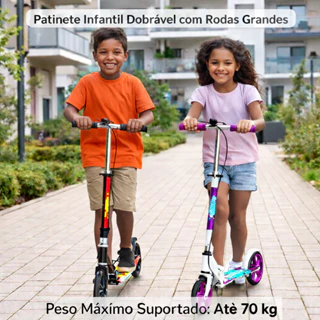 Patinete Infantil Dobrável com Rodas Grandes para Meninos e Meninas