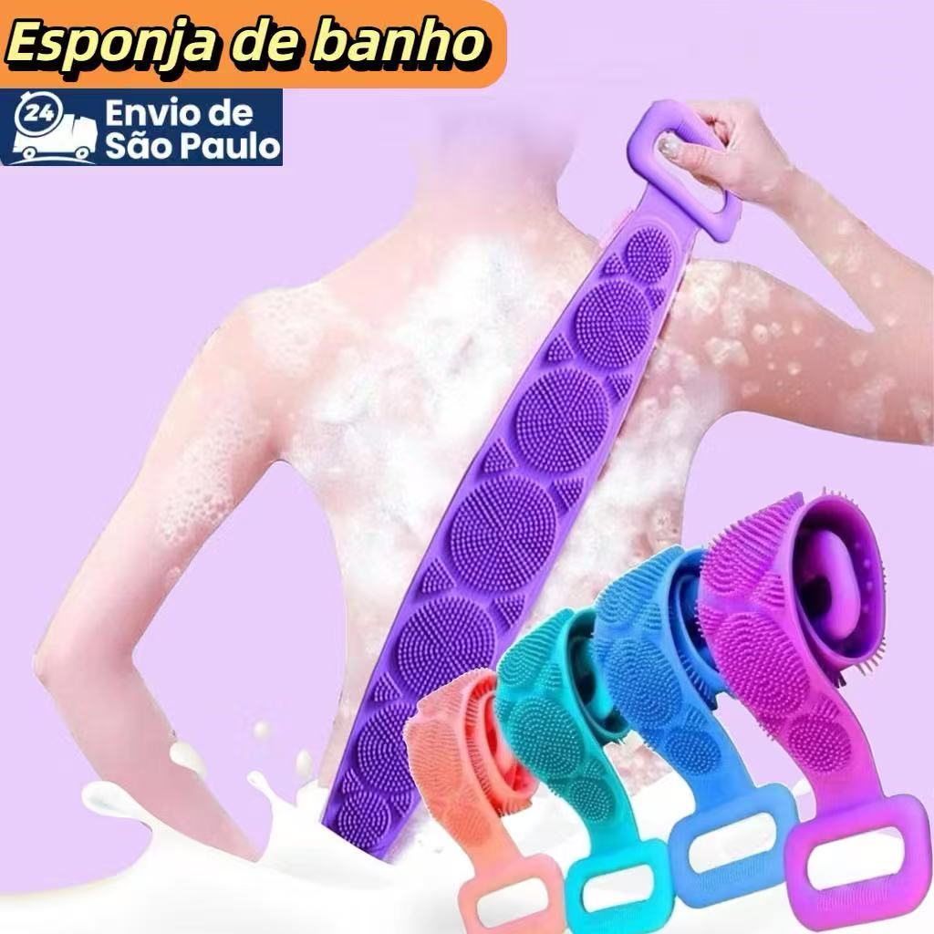 Kit 4 Esponja Silicone Massageadora Escova Banho Lava Corpo Todo Bucha Esfoliação