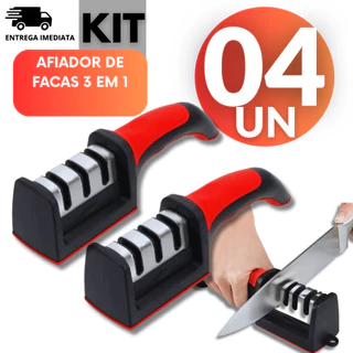 KIT 04/03/02 OU 01 Unidades - Amolador Afiador De Facas Em Aço Inox Profissional Com 3 Afiadores Profissional em Oferta na Shopee