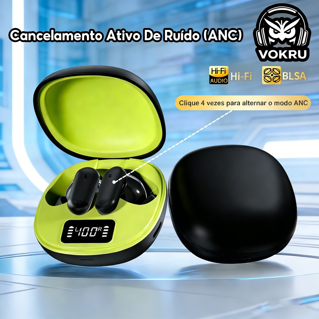Fones De Ouvido Bluetooth Sem Fio E Cancelamento Ativo De Ruído (ANC) I ...