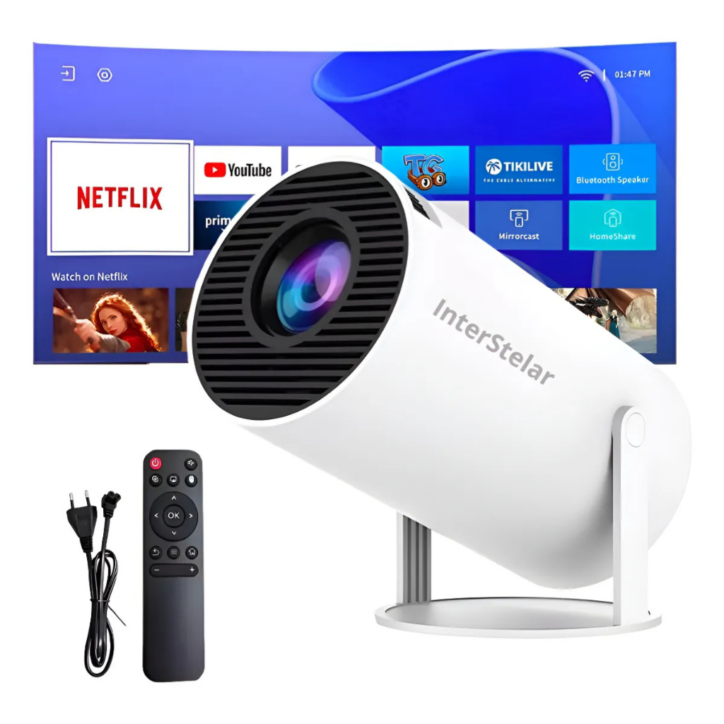 Projetor HY300 Original Portátil Smart Android 11 4K Ultra HD HDMI Wifi Bluetooth Alto Falante Embutido