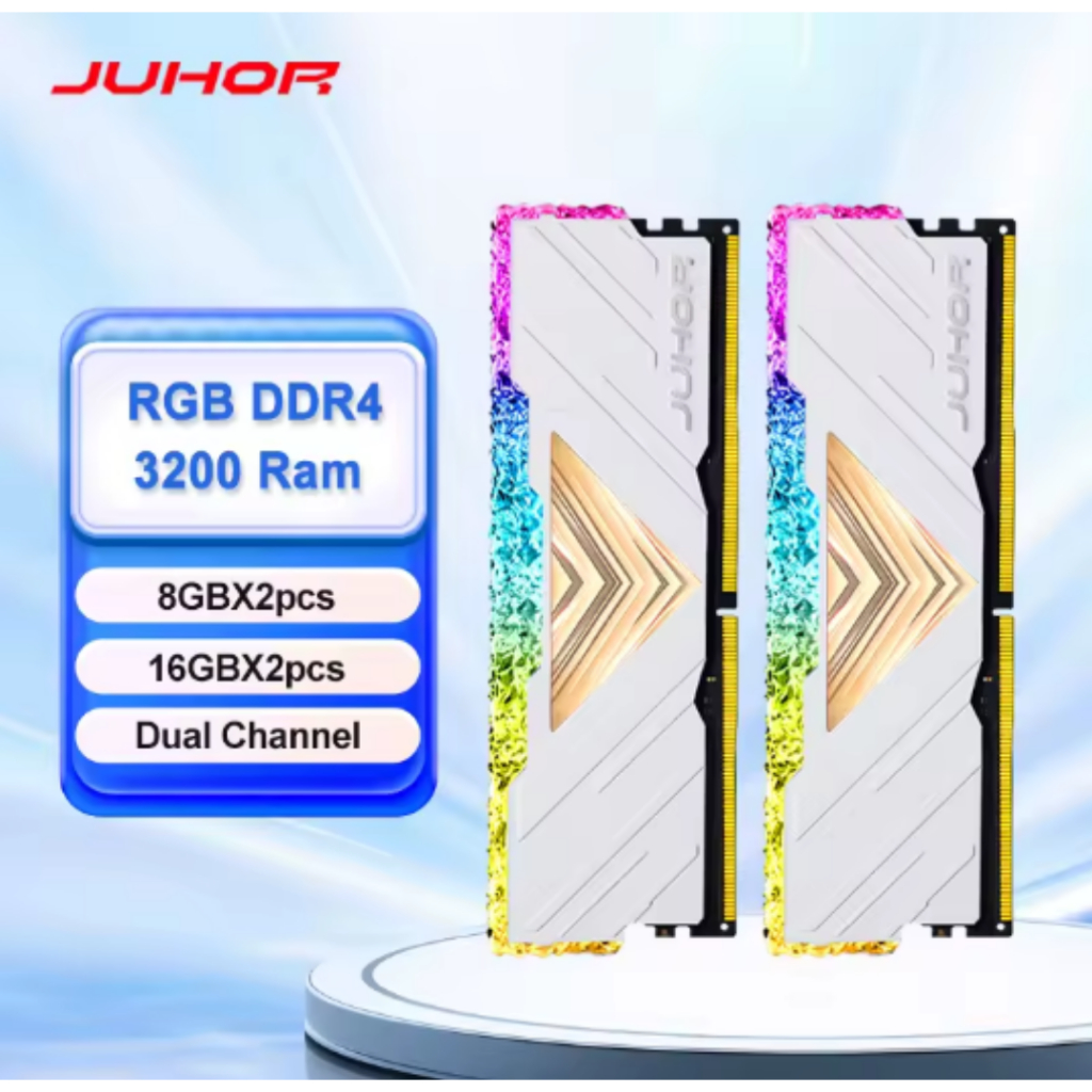 JUHOR RGB DDR4 3200MHz 16GB 8GBX2 Memória Ram para jogos de mesa