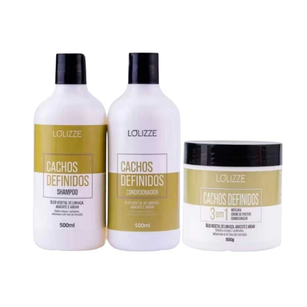 Kit Shampoo + Condicionador+ Máscara 3em 1 Cachos Definidos 500ml