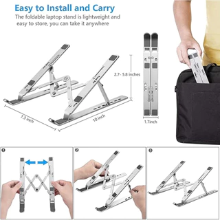 Suporte Para Notebook Alumínio Ajustável Dobrável com bolsa para transportar
