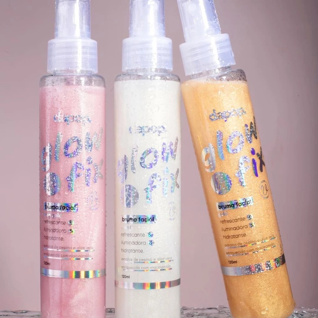 Bruma Fixadora Iluminadora Glow Fix Gold/Rose Gold/Pear Dapop 120ml ...
