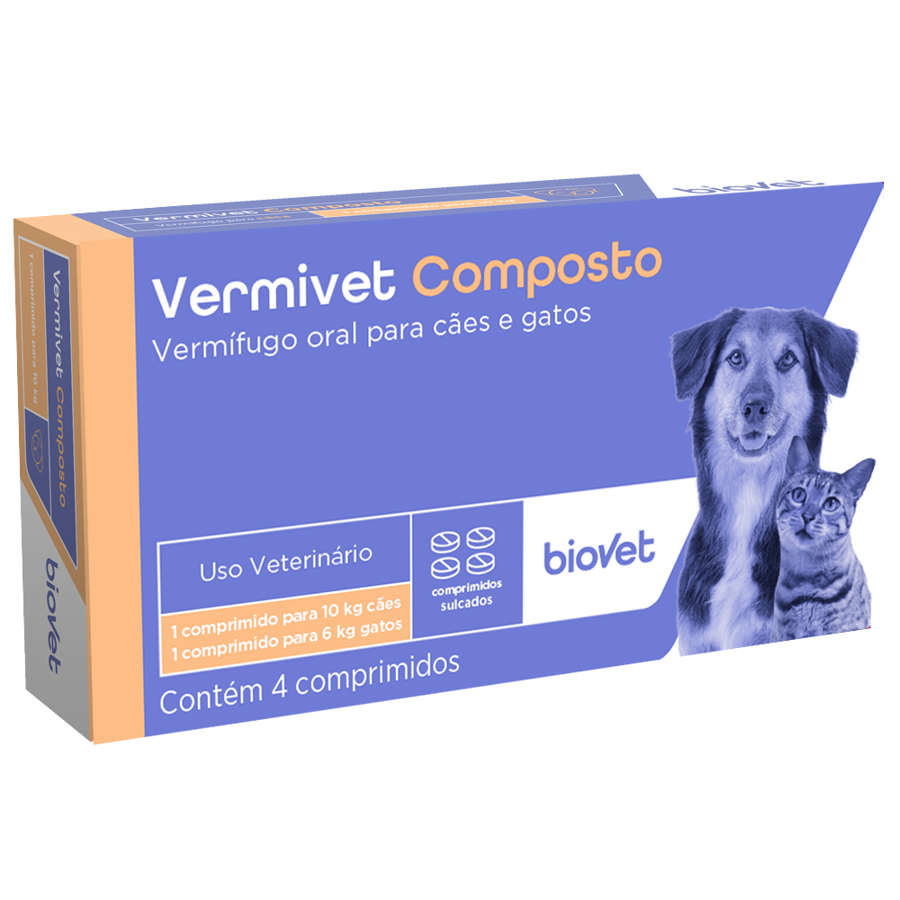 KIT 2 CAIXAS Vermivet Composto Remedio de verme para caes e gatos ...
