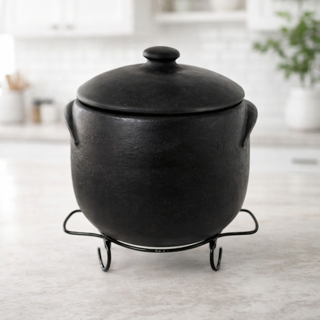 Caldeirão de Barro Capixaba Preto 2/4/6 L (opções com e sem suporte de ...