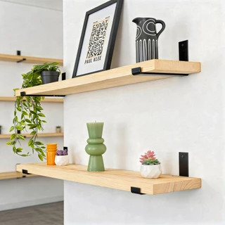 Kit 1 Até 4 Prateleira de Madeira de 40cm a 1,00M Prateleira Industrial Suspensa + Mão Francesas em Oferta na Shopee