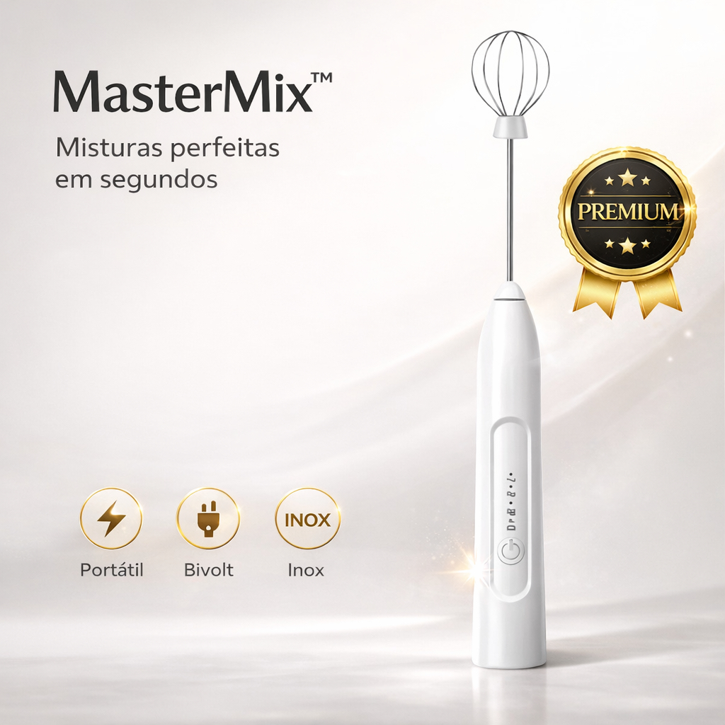 Mini Mixer Batedor Misturador Elétrico Portátil Branco Maste