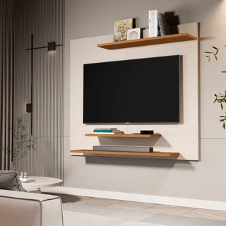 Painel para Tv 40" Polegadas Suporte Smart Plus Sala Com Estantes Dubai