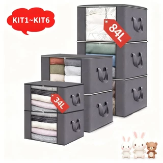 kit 1-6 caixas organizadoras de roupas calçados cobertas tnt com tampa ecológico anti-poeira multiuso em Oferta na Shopee