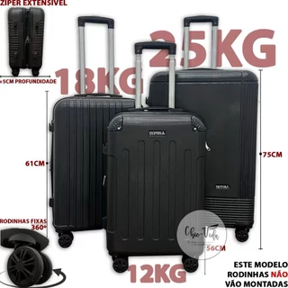 Kit 3 Malas De Viagem 23KG + 18KG+ 10KG Mala Despachada + De Bordo ABS Roda Dupla Com Senha Promoção em Oferta na Shopee