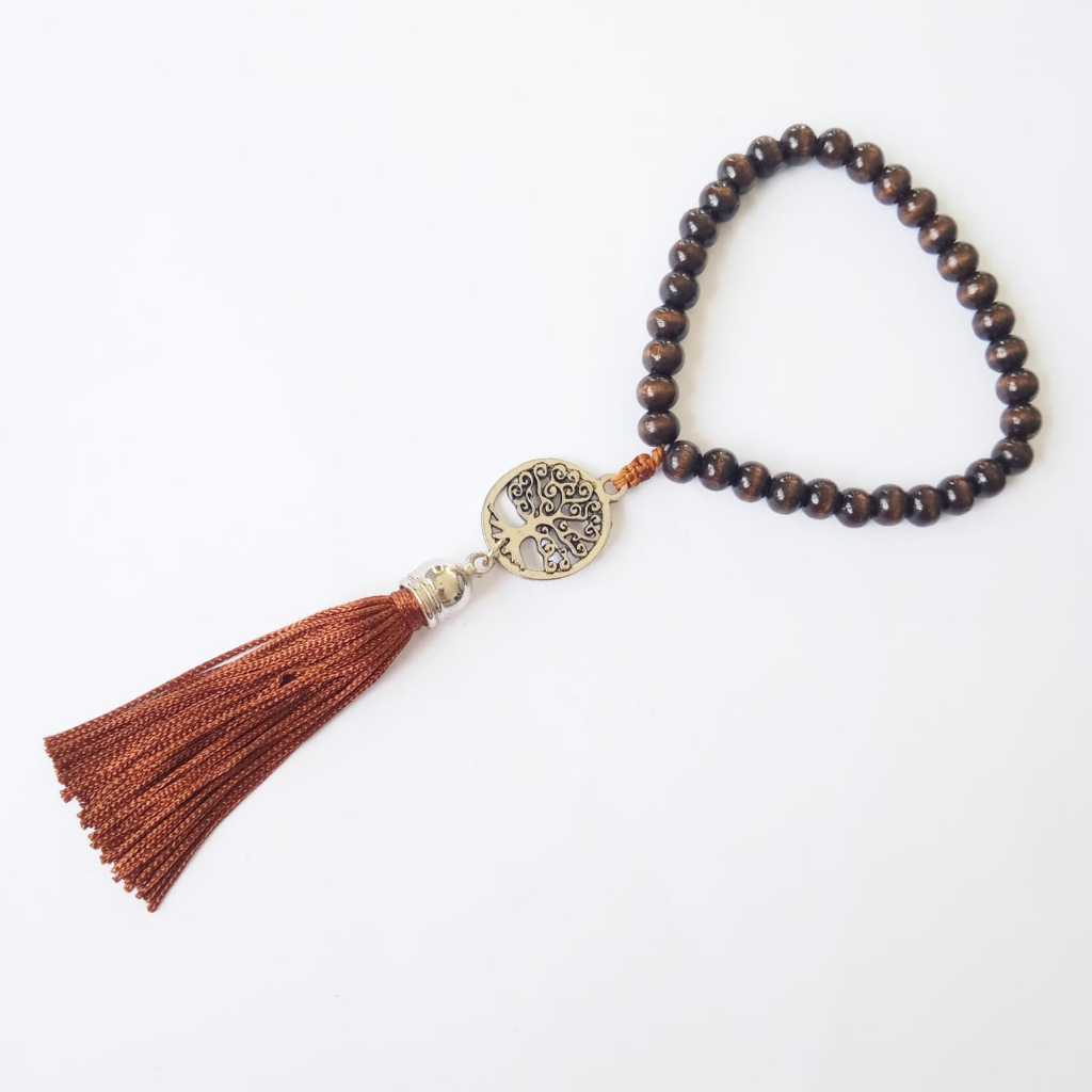 Masbaha ou Misbaha Subha Tasbih 33 Contas Madeira 8MM Pingente Árvore ...