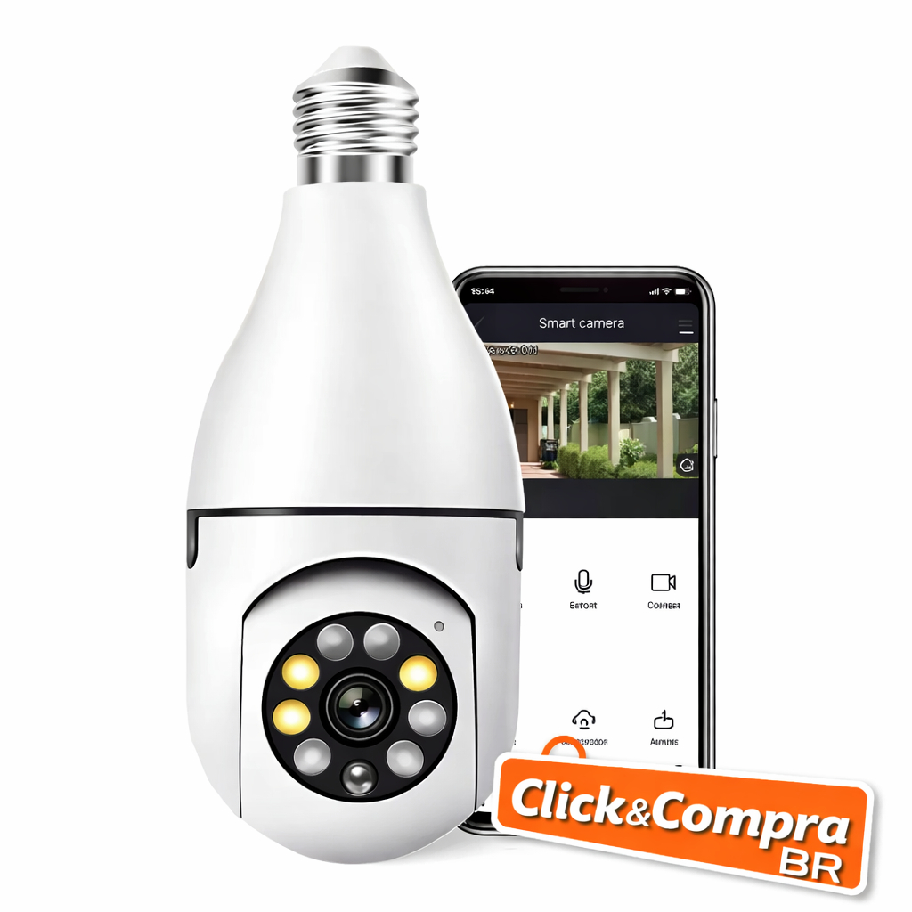 Câmera Lâmpada WiFi 360° Full HD IP com Visão Noturna – Proteja Sua ...