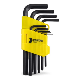 Jogo de Chave Allen 8 ou 9 Peças Fertak com Estojo 1,5mm a 10mm Aço Resistente Profissional