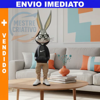 Pernalonga Boneco Decorativo Colecionável - 36cm -Turma Looney Tunes - Bugs Bunny - Action Figure 3D