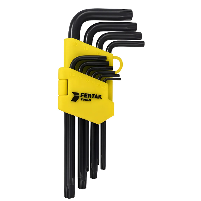 TICK＊TACK Jogo de Chave Torx 9 Peças Fertak T10 a T50 Aço Resistente