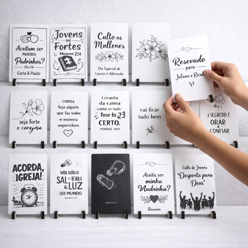 Quadros Decorativos MDF 10×15cm + BRINDE Preto e Branco