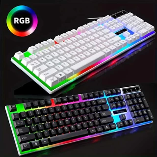 Kit Teclado e Mouse Gamer LED RGB Com Fio Usb Branco Original em Oferta na Shopee