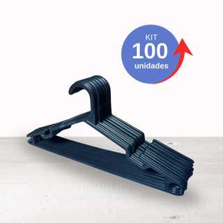 Kit 100 Cabides Adulto Preto Reforçados Organizar Roupas *ENVIO IMEDIATO*