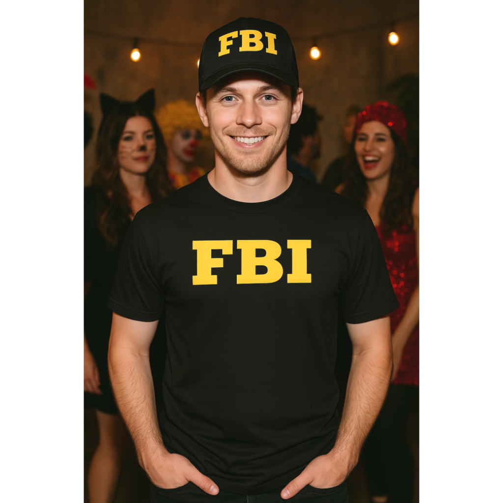 Kit Camiseta + Boné Fbi Swat Fantasia Festa Carnaval Bloco Agente ...