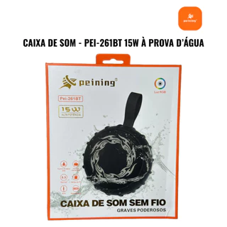 Caixa de Som Bluetooth Peining PEI-261BT 15W Portátil Preta | LED | À Prova d’Água em Oferta na Shopee
