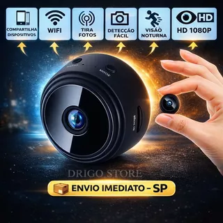 Câmera de Segurança Mini  Fixa Espiã A9 Wi-Fi 90° com Suporte de Parede Grava Em Cartão de Memória em Oferta na Shopee