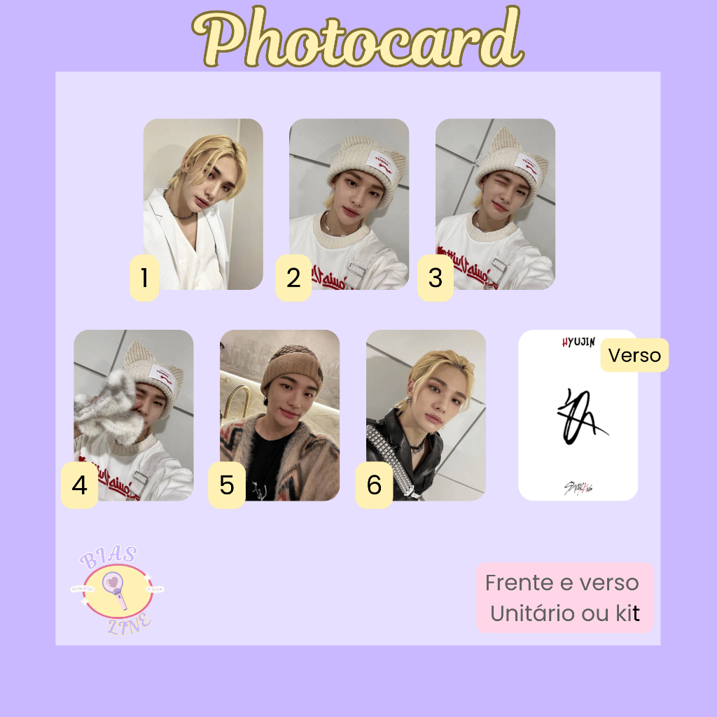 Photocard Fanmade Hyujin Stray Kids Selcas (modelo 1) | K-pop | Papel ...