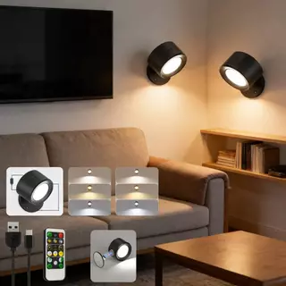 2PCS Lâmpada De Parede Sem fio Com Imã Luz de Leitura LED Moderna Luminaria de Dimmer Alimentada por USB