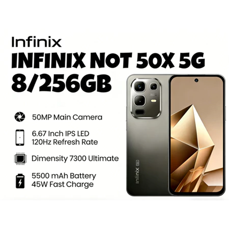 Smartphone Infinix Note 50X NFC IA 5G 8 256GB RAM 6.67 Câmera 50MP Bateria 5500mAh