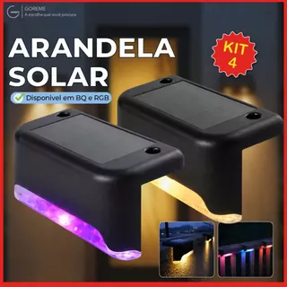 Arandela Solar LED para Degrau Luz Quente ou RGB Luminária de Canto Piso