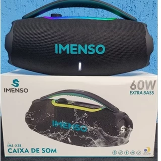 super Caixa de som potente 60w rms bombox com bluetooth rádio pendreve leds potência e qualidade de som imenso imsx38 em Oferta na Shopee