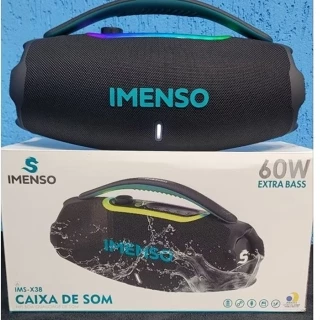 super Caixa de som potente 60w rms bombox com bluetooth rádio pendreve leds potência e qualidade de som imenso imsx38 em Oferta na Shopee