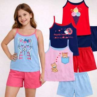 Conjunto Pijama de Alcinha Infantil 4 a 12 Anos Feminino Verão Confortável Estampado Regata Dormir em Oferta na Shopee