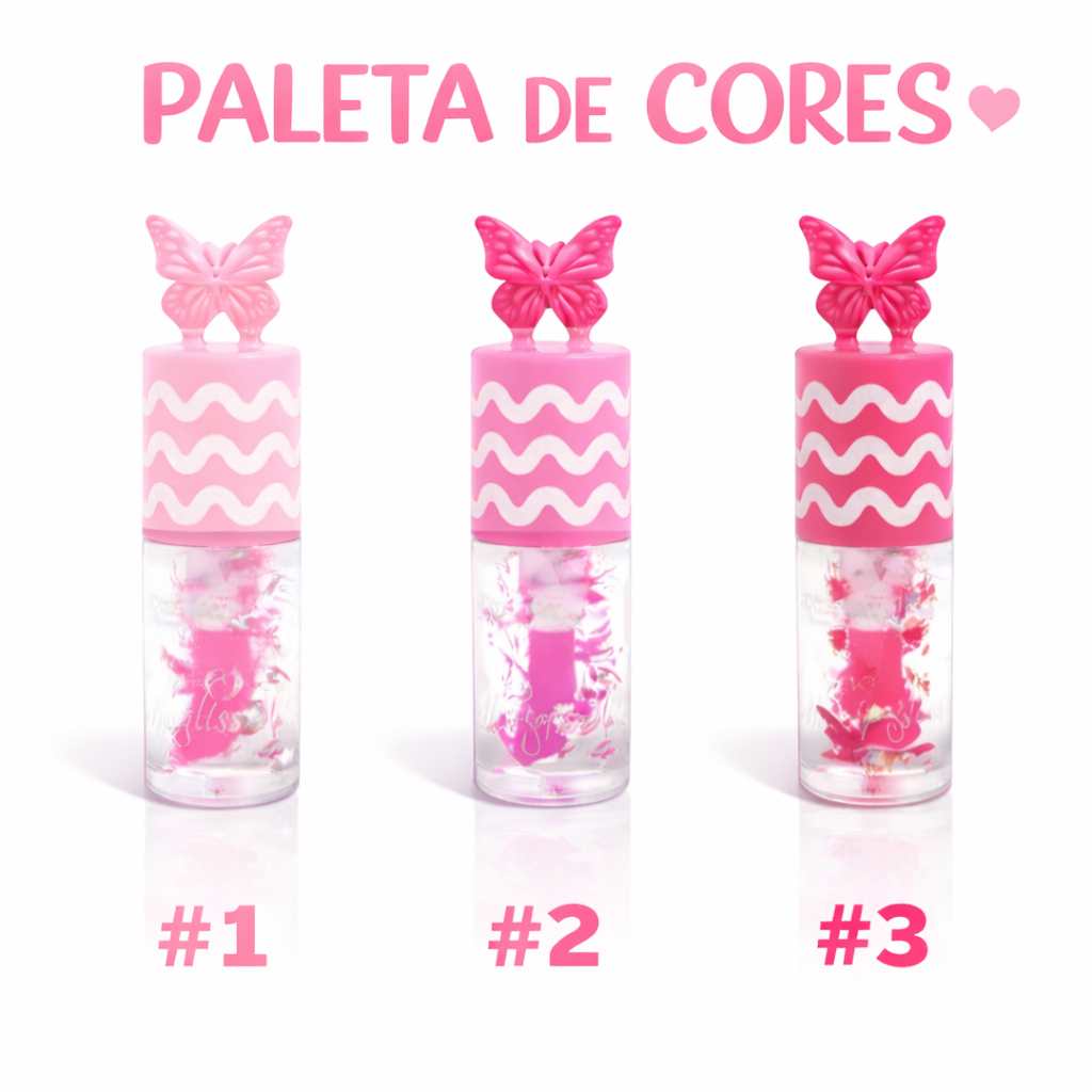 Cocofleur Lip Gloss Borboleta Rosa com Chaveiro / Pulseira