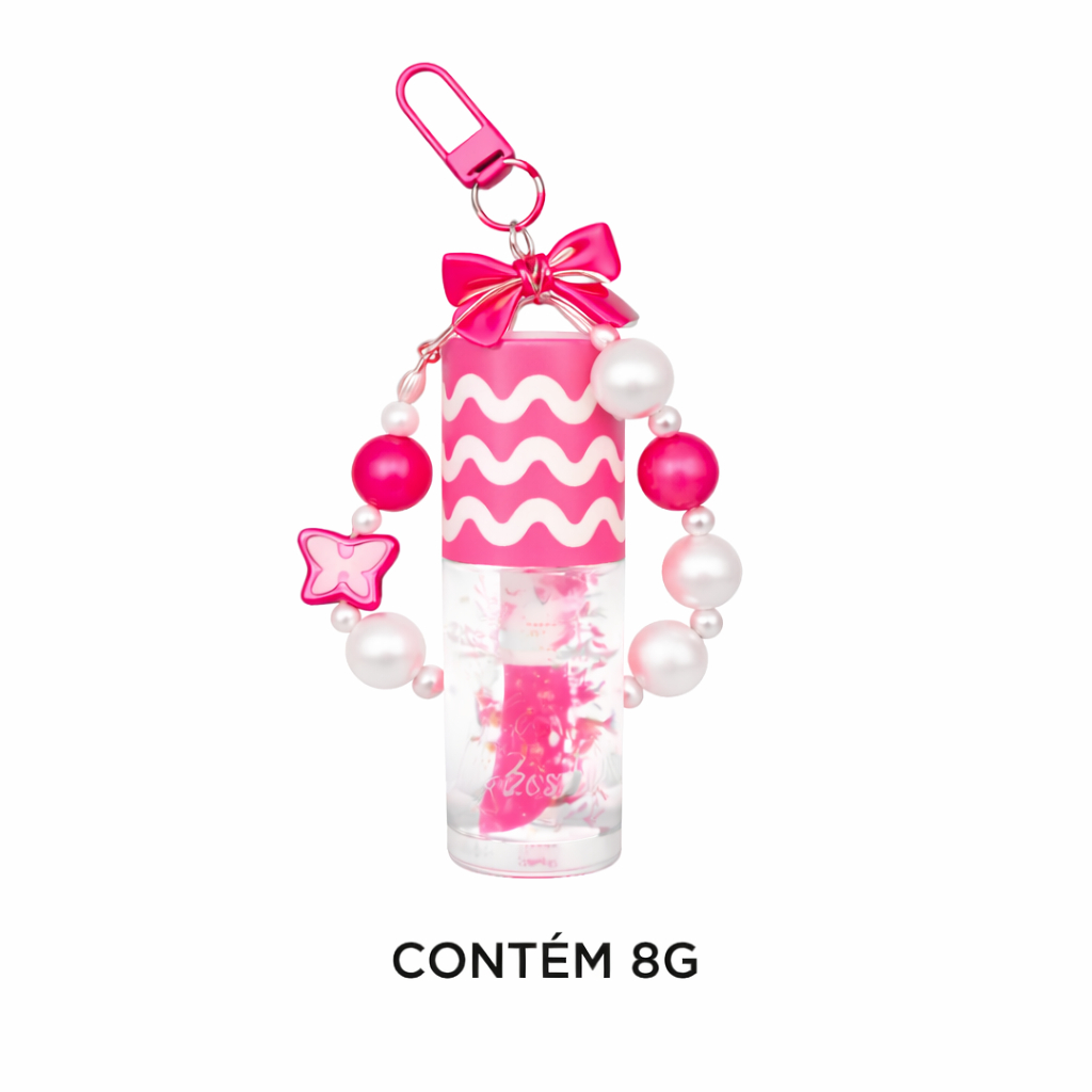 Cocofleur Lip Gloss Borboleta Rosa com Chaveiro / Pulseira