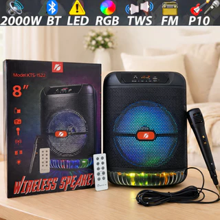 Caixa de Som Bluetooth Portátil Potente LED RGB IPX6 USB TWS FM para Exteriores e Festa em Oferta na Shopee