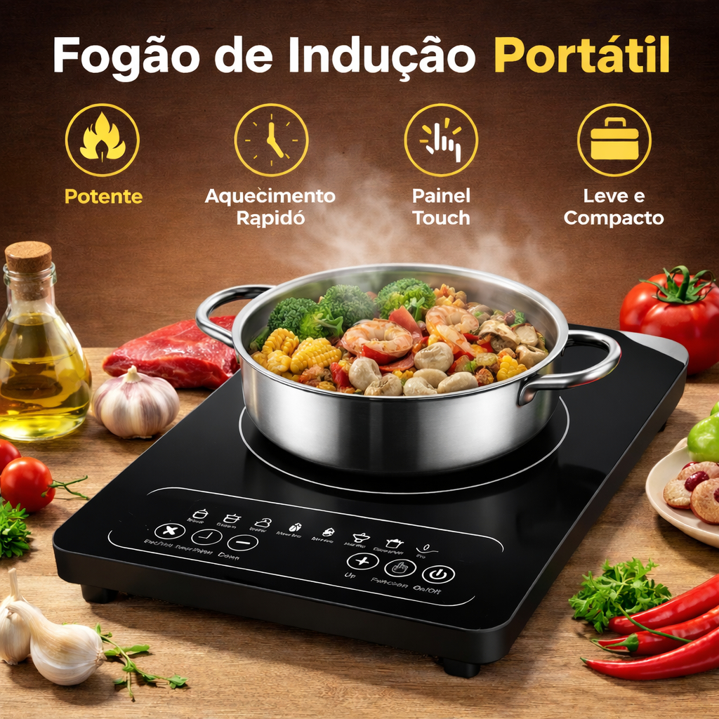 Fogão Cooktop de Indução Portátil Elétrico 110V / 127V e 220V de ...