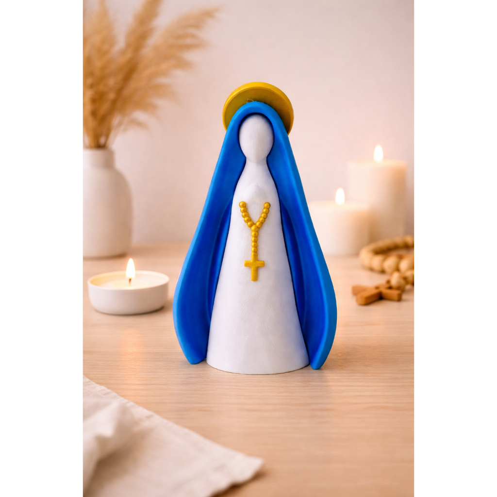 Escultura Decorativa Nossa Senhora com Manto Azul ou Rosa e Halo ...