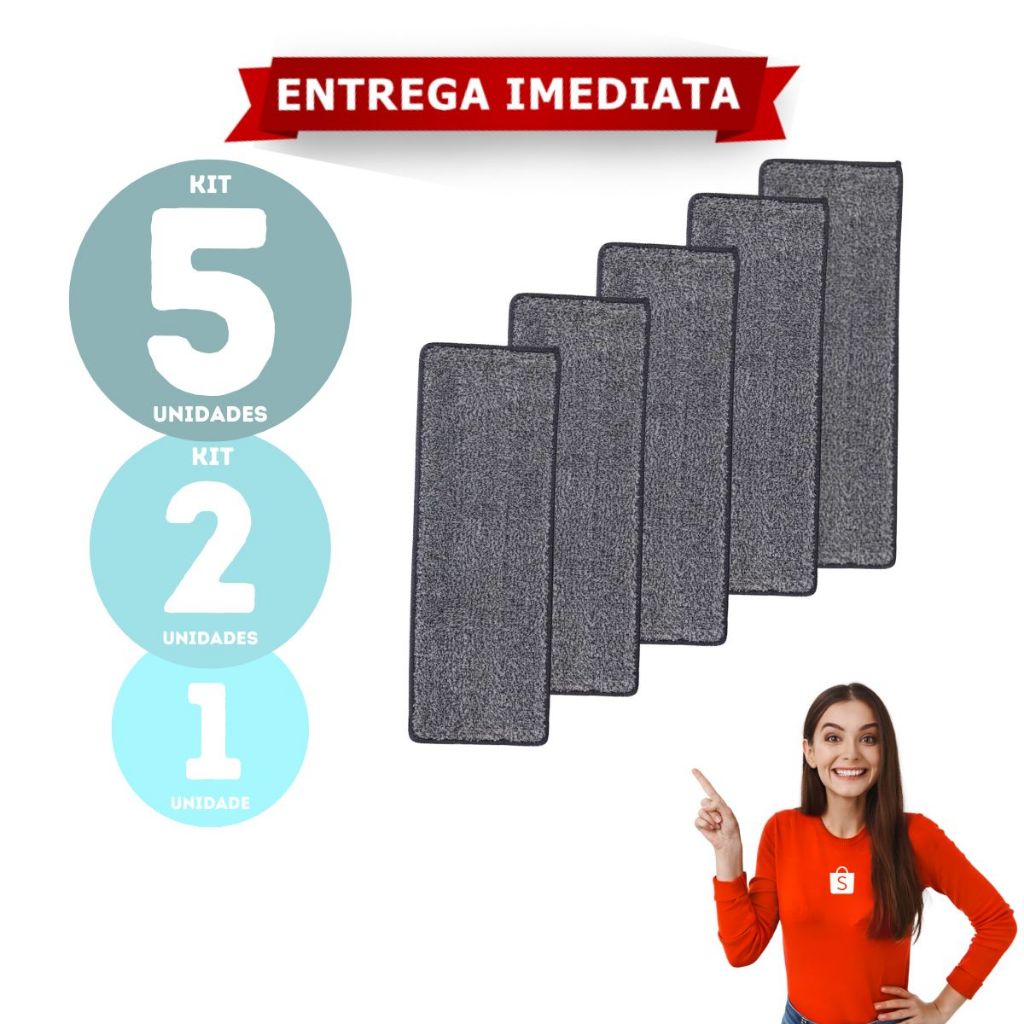 Refil Mop Flat Microfibra Esfregão Reutilizável